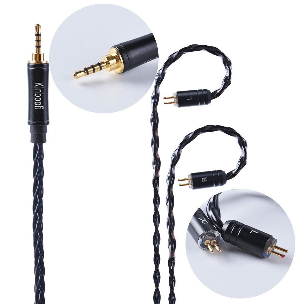 Kinboofi 8 Core Silver Plated Copper Cable 2.5/3.5/4.4mm Balanced Cable With MMCX/2pin Connector For AS10 ZS10 LZ A5 HQ5 HQ6 QT2