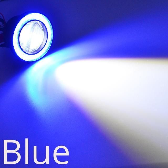 2pc 3.5 Inch Cob Angel Eyes Fog Lights Led Lens Car Headlight Lamp Universal Day Time Running Light