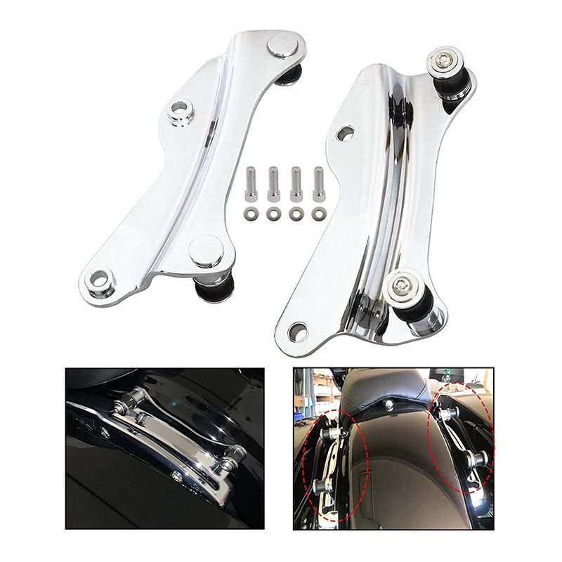 Motorcycle 4-Point Docking Hardware Kit Backrest Mounting Kit for Touring Street Glide Road King 2014-2020 Silver