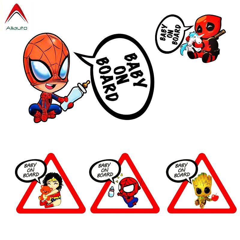Aliauto Superheroes Baby on Board Reflective Car Stickers & Decals Vinyl Funny Accessories for Volkswagen Skoda Honda Lada Golf