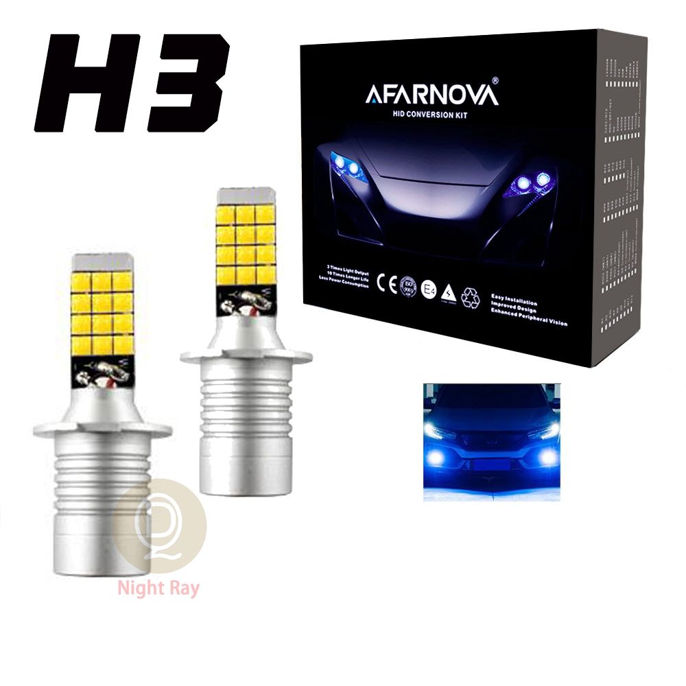 2PCS Two-color LED H3 Fog Light 24SMD LED Car Front Fog Lamp 4800LM Car Daytime Driving Bulb 12V Modification（#Blue）