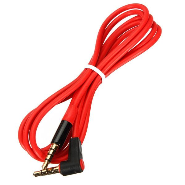 3.5mm Male to Male Jack 4 Pole Car AUX Audio Cord Connect Cable Record Headphone (Red) - Red