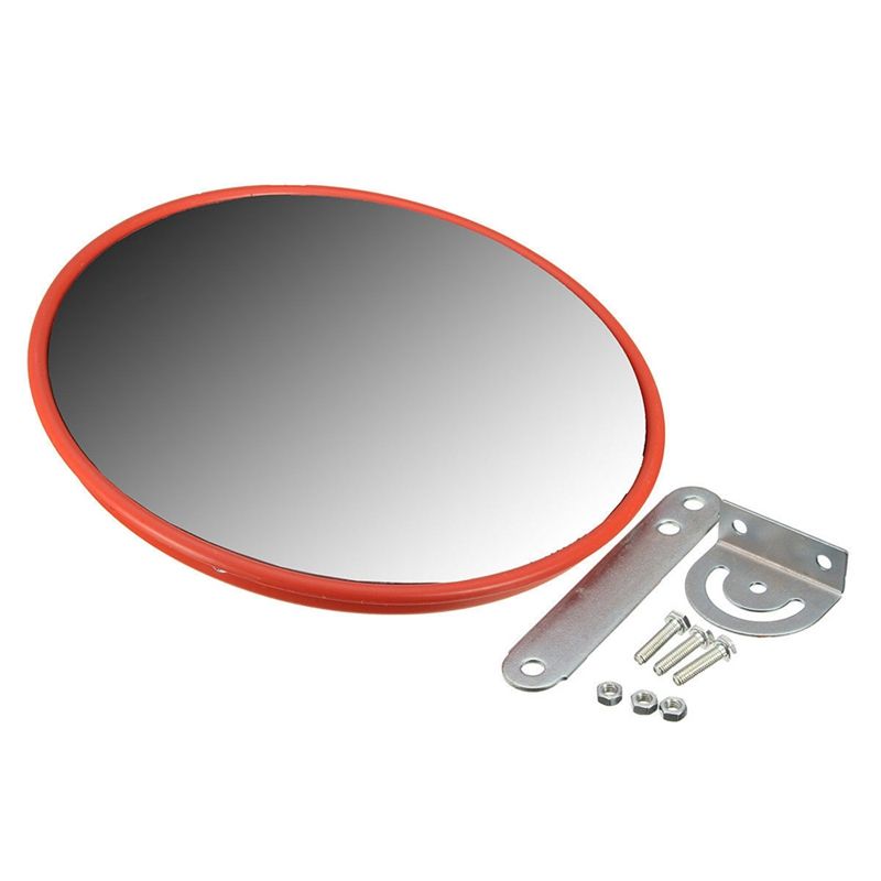 30Cm Wide Angle Security Road Mirror Curved for Indoor Burglar Outdoor Safurance Roadway Safety Traffic Signal Convex Mirror(Orange)