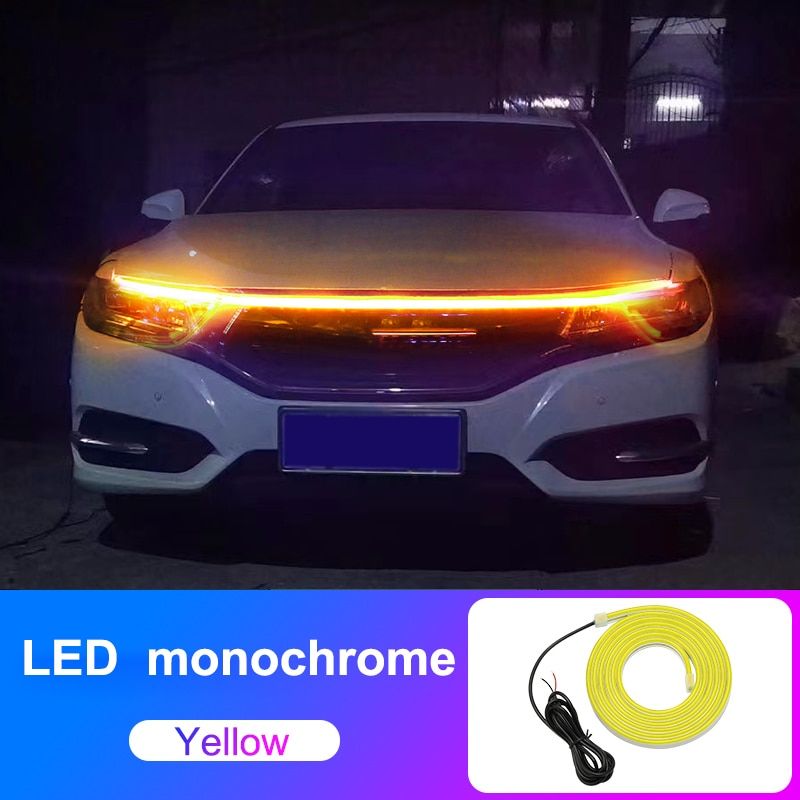 Car Hood DayRunning Light Strip Waterproof Flexible LED Auto Decorative Atmosphere Lamp Ambient Backlight 12V Universal-200cm