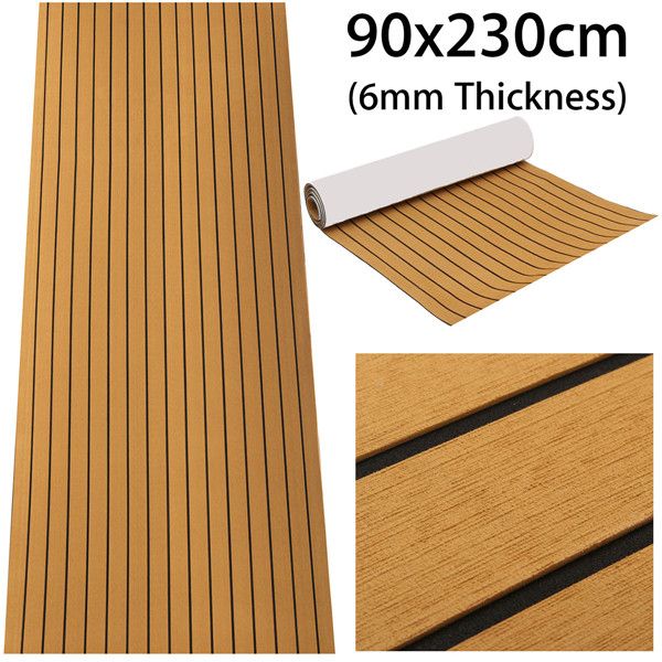 230x90x0.6CM Brown Yacht Floor Mat Non Slip Self Adhesive Marine Floor Carpet Boat Sheet Decking EVA Foam Boat Flooring Faux Teak
