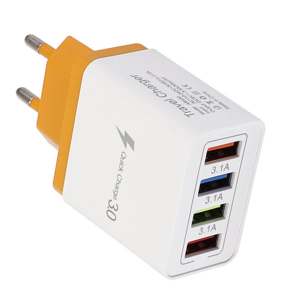4 USB Port Colorful Charger Travel Charging Head Induction charger USB Quick Mobile Phone  Charger Phone Adapter