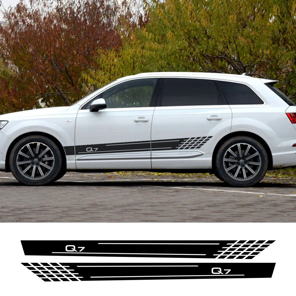 2pcs For Audi Q7 Car Stickers Vinyl Film Auto Long Side Stylish Decals Decoration Tuning Styling DIY Automobiles Car Accessories