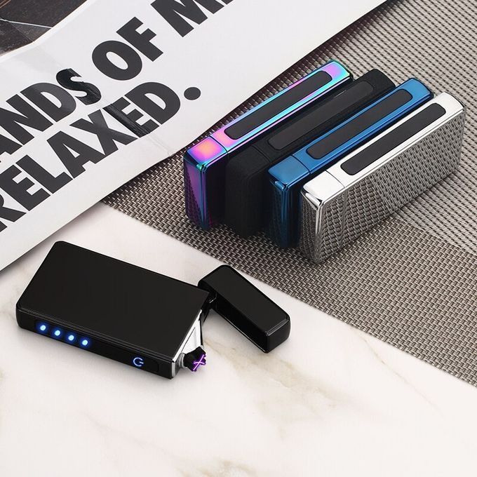 Generic Electronic Lighter Classic Fashionable Double Arc USB Charging Electric Plasma For Smoking Cigarette Lighter Ignitor Jl-830V(#Silver)