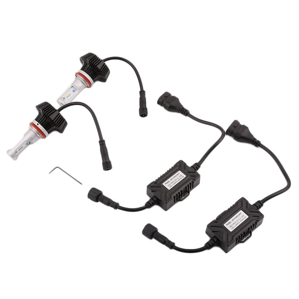 1 Pair C8 H8 Car LED Headlamp 8000lm 9V-36V 80W 6000K White Xenon Headlight-white
