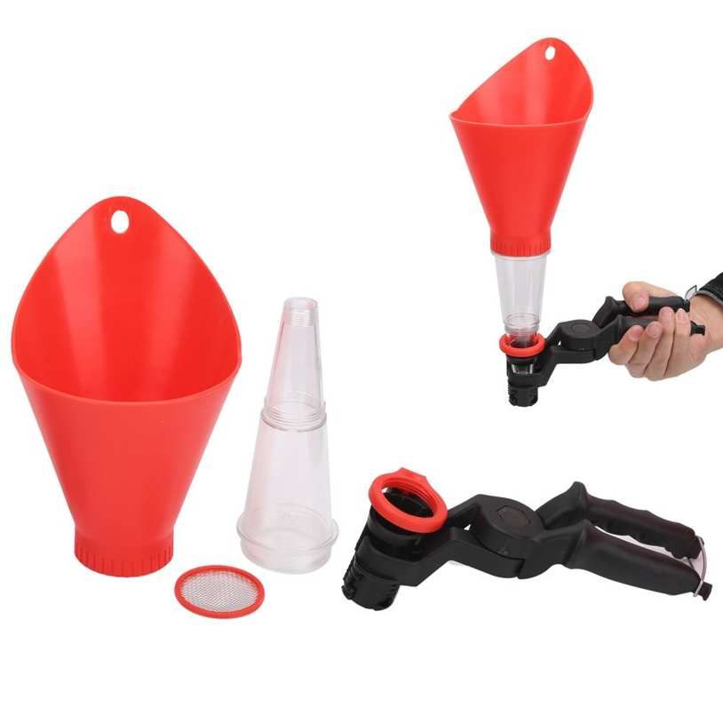Car Oil Filling Pour Tool Engine Funnel with Adjustable Fixed Bracket Drip-Free Spout Kit