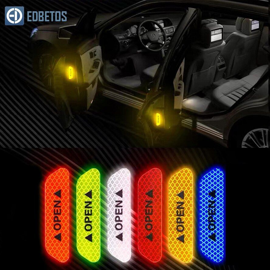 Car Door OPEN Sticker Reflective Tape Safety Warning Mark Decal Notice Bicycle Lighting Pegatinas Automovil Coche Araba Aksesuar