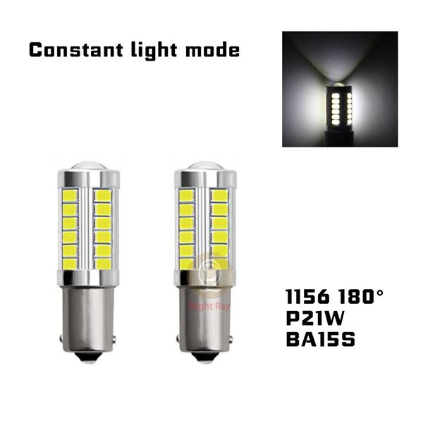 2Pcs Car LED Light 1156 Canbus Car Brake Light P21W BA15S Stop Signal Bulb 12V（#White）