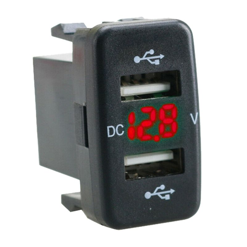 Car Charger Socket Dual Usb Port Charging Volt Display Adapter Fit for Toyota