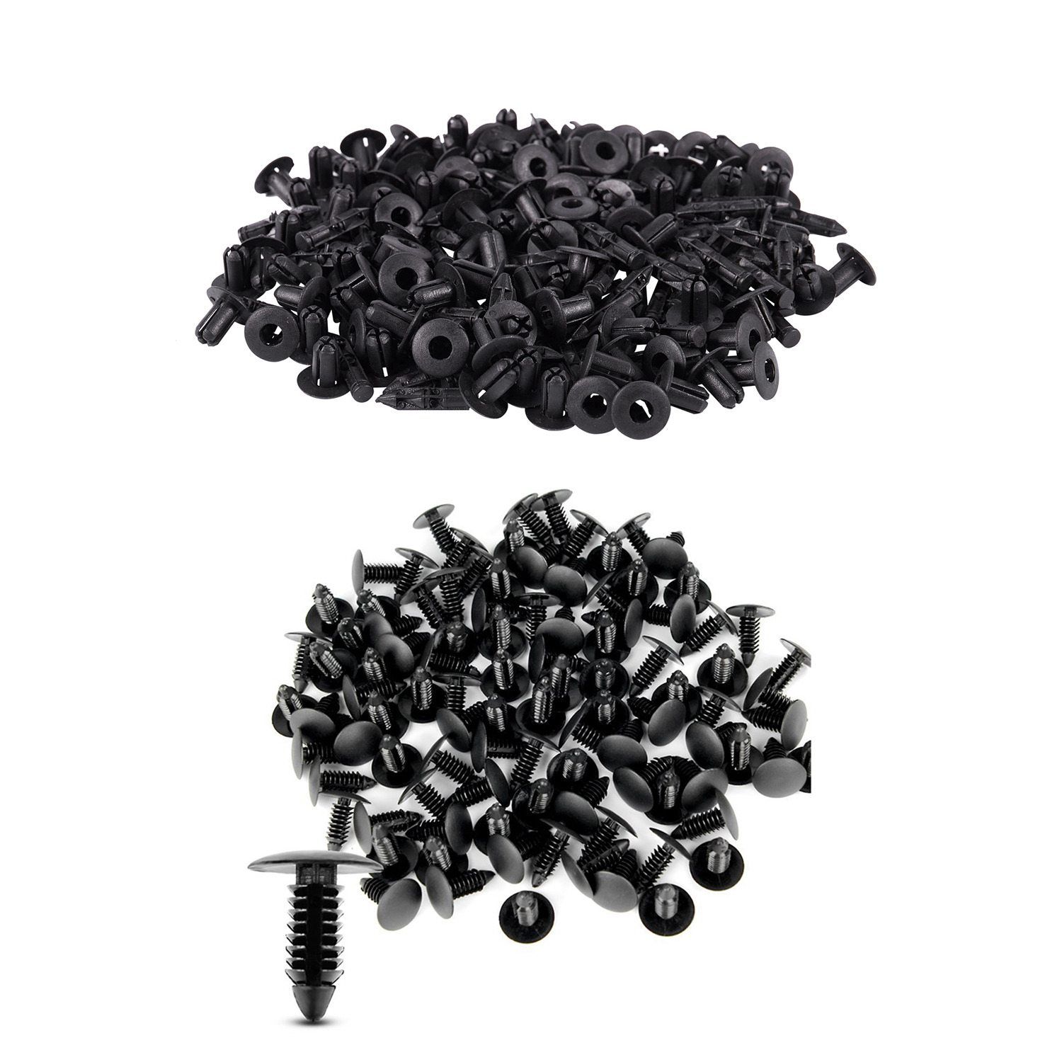200 Pcs Black Plastic Rivets: 100 Pcs Car Molding Door Fender 5Mm Hole Rivets Fixing & 100 Pcs Bumper Fastener Rivet Clips Auto Furniture Assembly Expansion Screws Kit