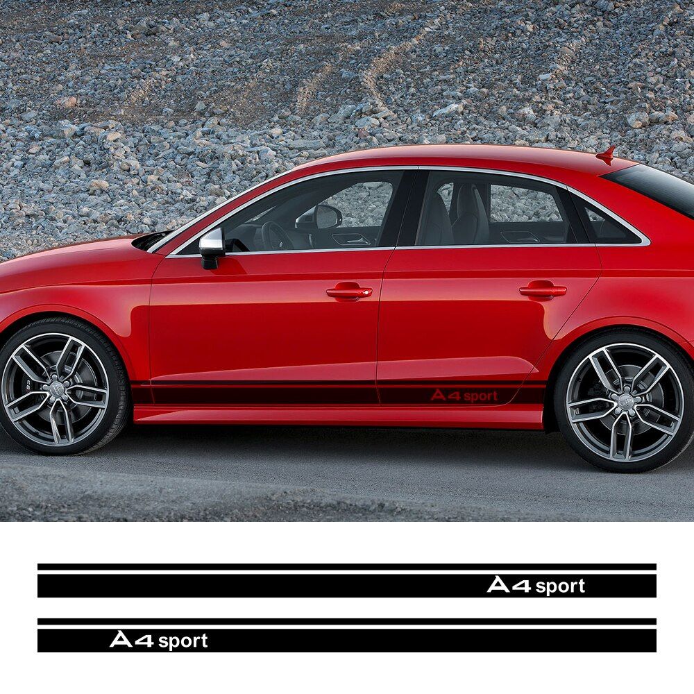 2pcs Car Side Door Stickers DIY Stripe Auto Vinyl Styling Decals For Audi A3 8P 8V A4 B6 B8 B7 A6 C5 C6 C7 Q5 Q7 Car Accessories