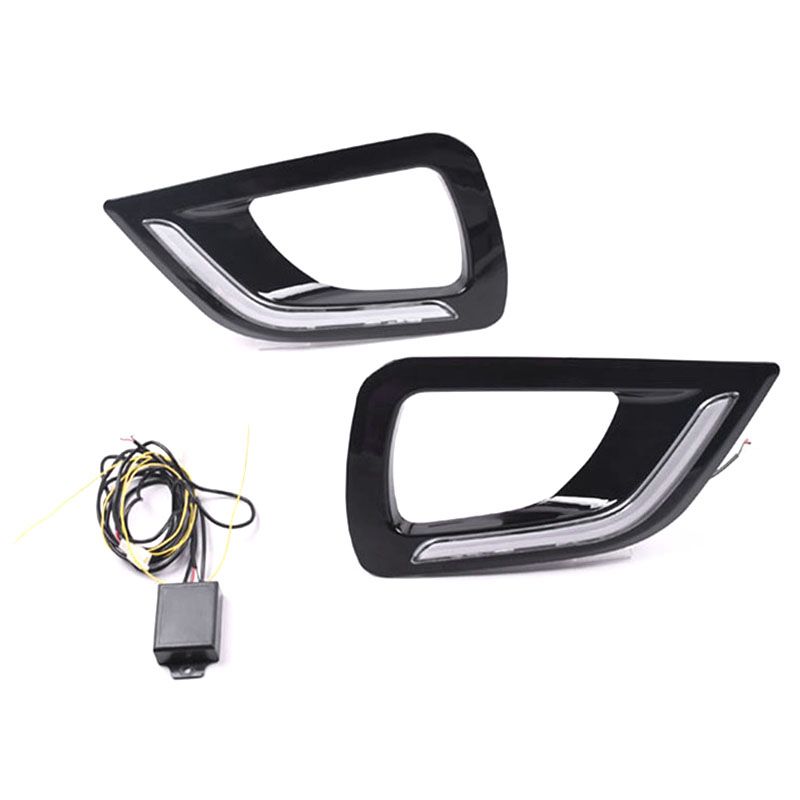 LED DRL Daytime Running Light Fog Lamp 12V Car Running Lights for Nissan Navara NP300 2015-2018(Yellow + White)