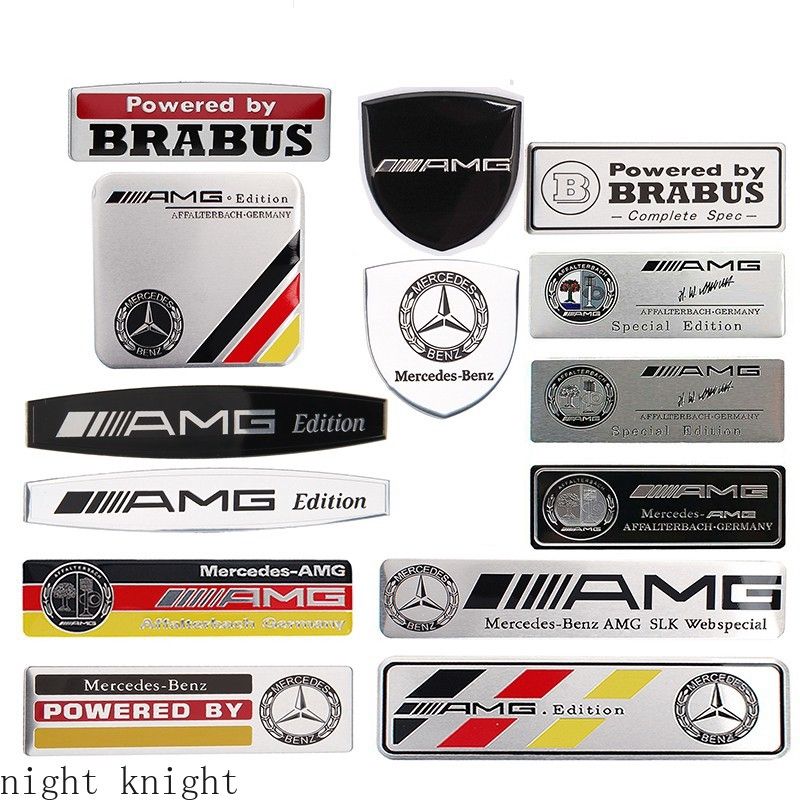 Night knight Metal Car Body Nameplate Sticker for Mercedes Benz W203 W204 W168 CLA GLA GLK AMG Brabus Auto Rear Emblem Trunk Scratch Blocking Badge Decal Accessories(Modle:NO.13)