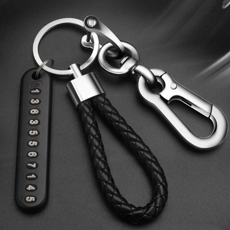 Braided pendant keychain Gift for Husband High Car Key Ring Anti-Lost Number