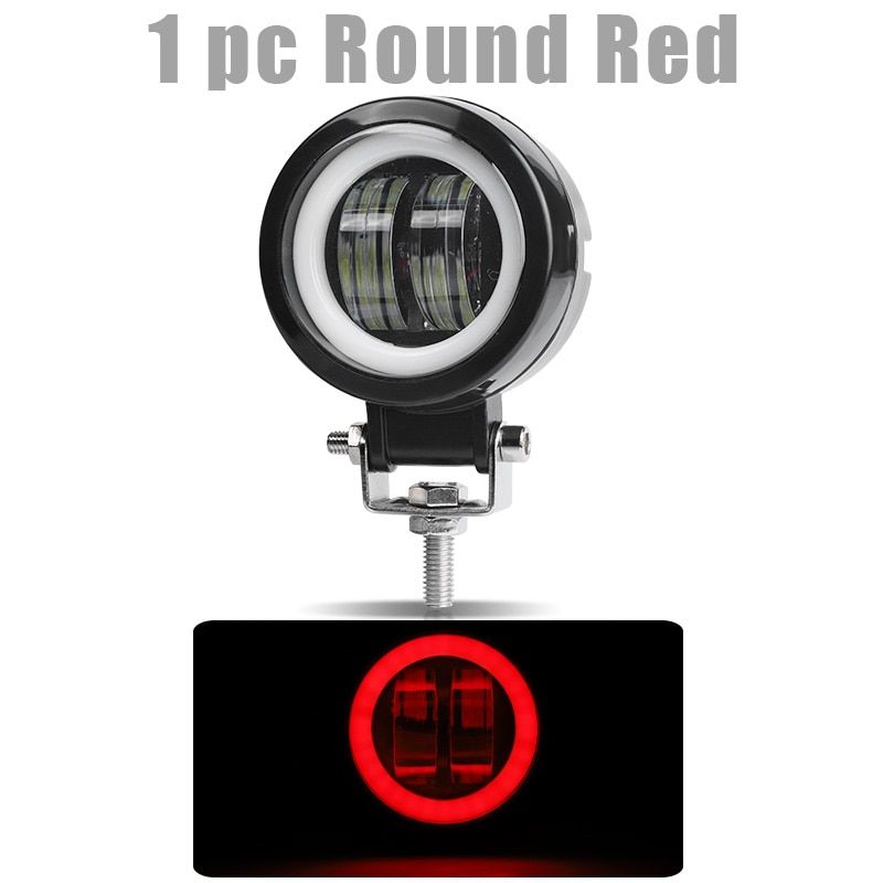 Fog Lamp Driving DayOff road Light New 7D 3'' 20W Led Headlight For Motorcycle Halo Jeeps ATV 12V 24V SUV Worklight Beams-1pcs Square Red