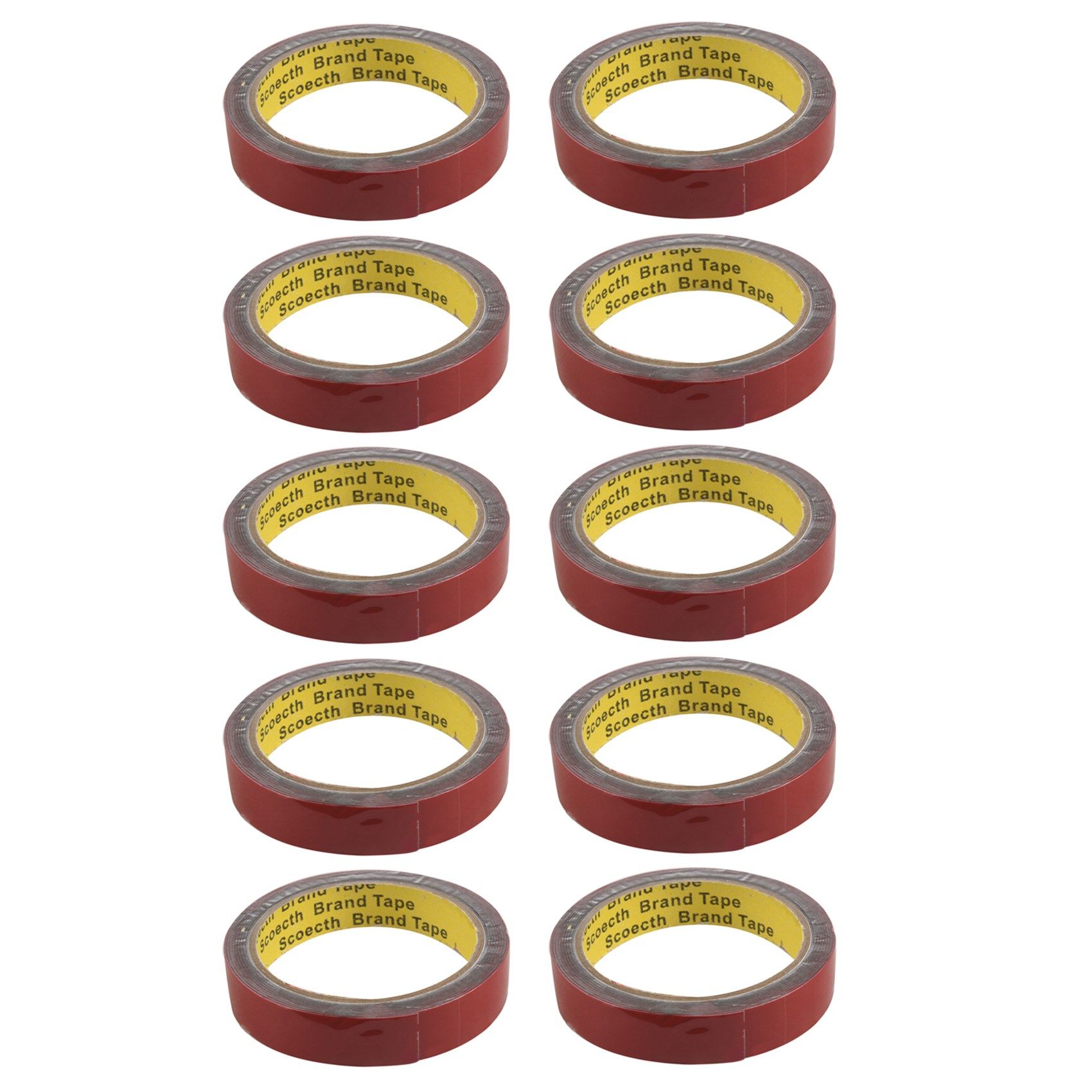 10pcs 3M Strong Permanent Double Sided Super Sticky Foam Tape Roll for Vehicle Car, Red 20MM x 3M