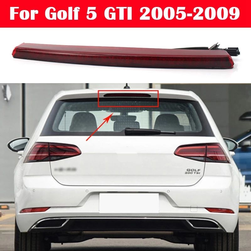 Red Lens Full LED Rear High Lever Third 3Rd Brake Stop Light Lamp for Golf MK5 MK6 R32 MIR 2005-2009