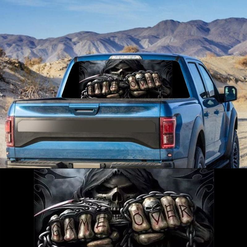Evil Skeleton for Truck Jeep Suv Pickup 3D Rear Windshield Decal Sticker Decor Rear Window Glass Poster 53.1 x 14.2 Inch