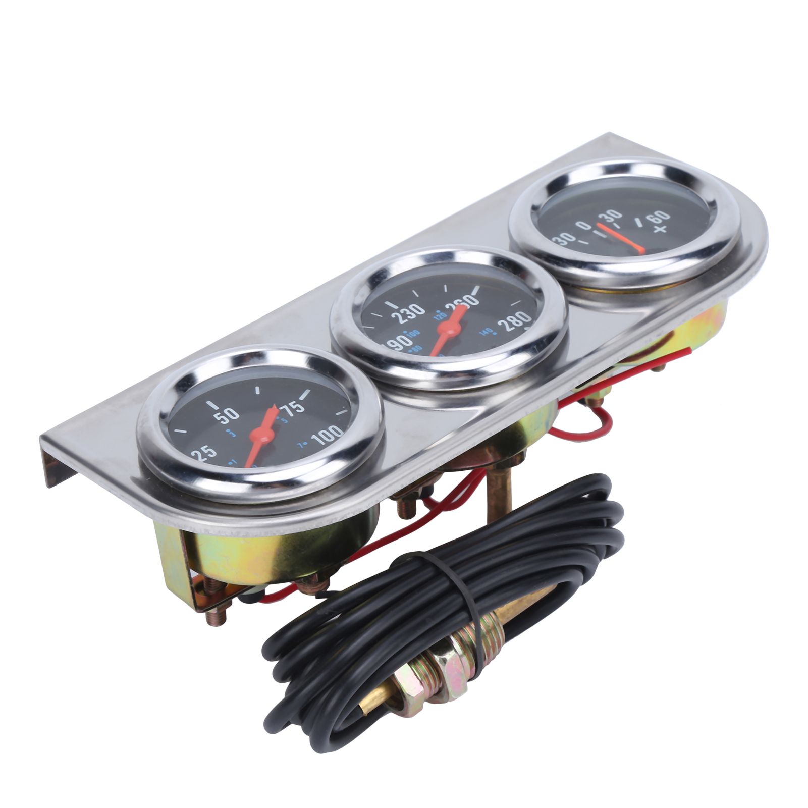 Limeng La 2in Oil Pressure Water Temp Amp Meter 3 in 1 Triple Gauge Replacement for 12V Gasoline Vehicle