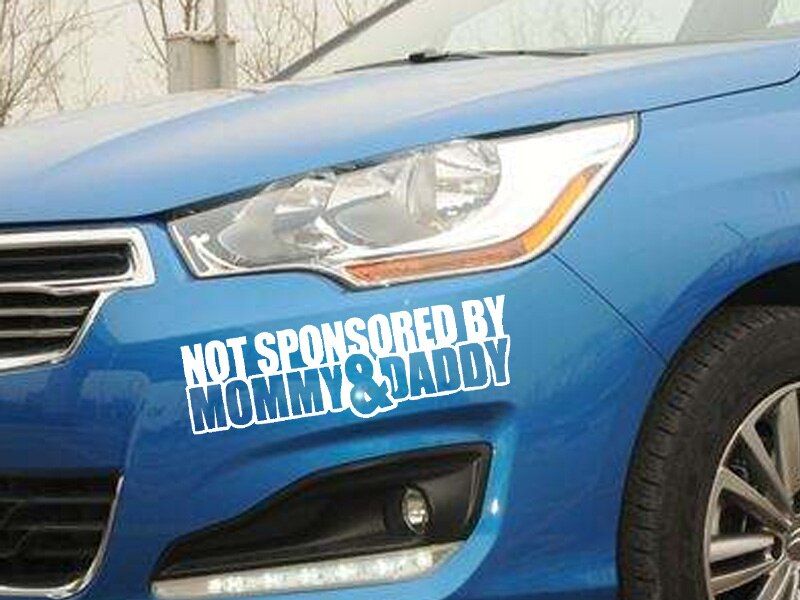 HotMeiNi Car Sticker Jdm styling Window Bumper Decal Vinyl Truck Fridge Waterproof Text Not Sponsored by Mommy & Daddy 18cm