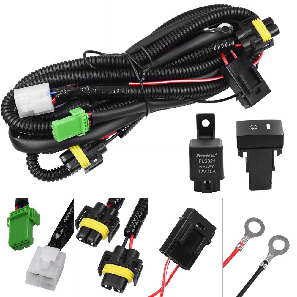 H11 Fog Light Wiring Harness Sockets Wire + Switch with LED indicators AT Relay For Ford Focus For Nissan For Honda