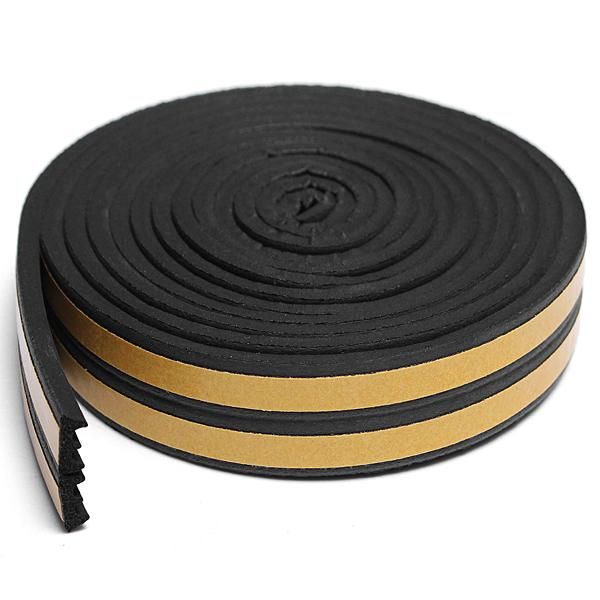 5Pcs 5M E Type Draught Self Adhesive Window Door Excluder Foam Seal Strip Rubber Seal Black -