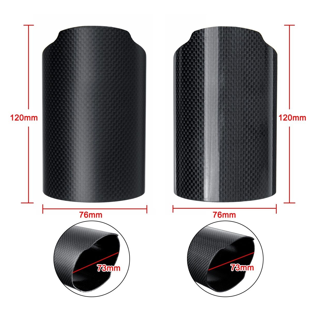 73/83mm Matte / Glossy Black Carbon Fiber Car Exhaust Tail Muffler Tip Pipe Cover Protector Car Exhaust End Pipe Cover