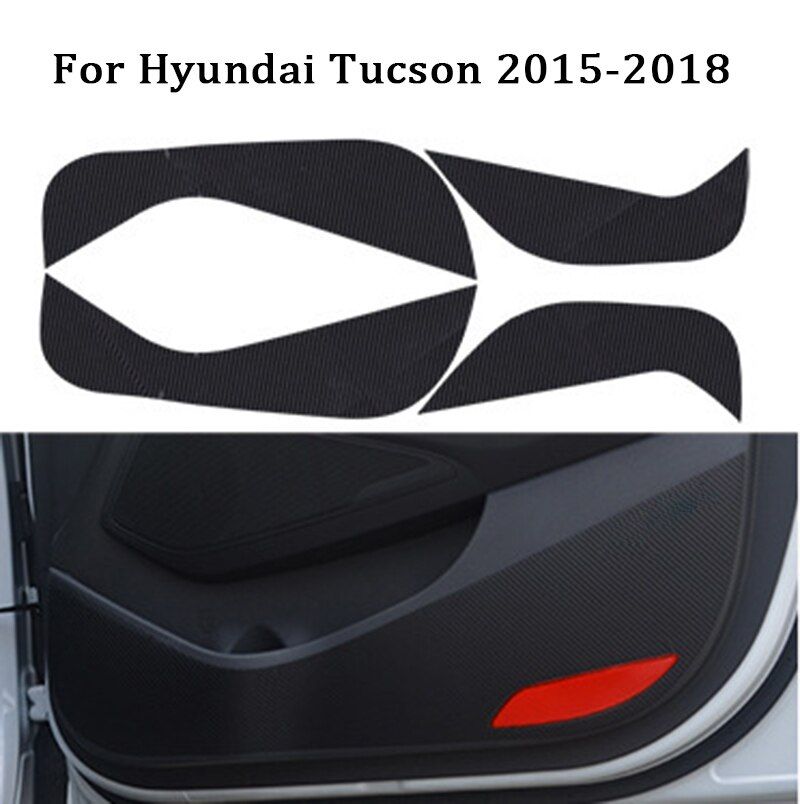 4x Auto Car 3D Door Anti Kick Pad Mat Carbon Stickers For Hyundai Tucson 2017 2018 2015 2016 Accessories
