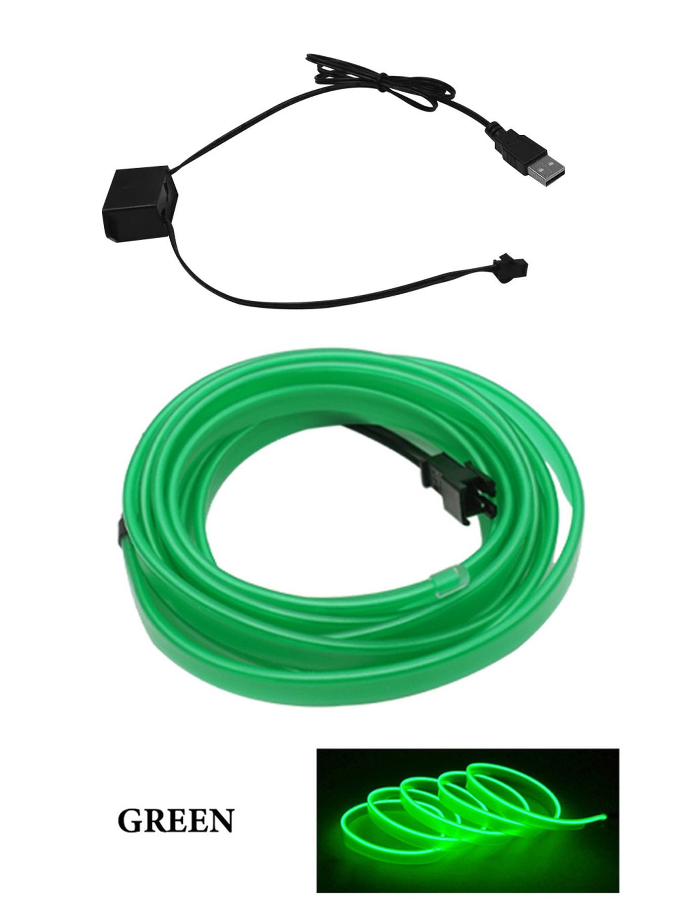 Automobile Atmosphere Lamp Car Interior Lighting LED Strip Decoration Garland Wire Rope Tube Line Flexible Neon Light USB Drive-2M-Wiring Control