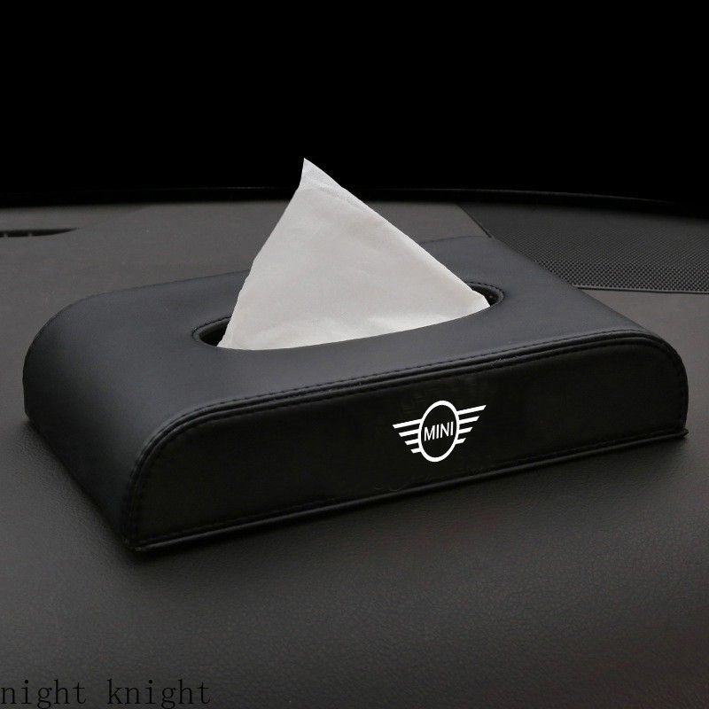 Black  Leather Car Tissue Box Holder For Mini logo Cooper Countryman Clubman Mini Cooper S One d F54 F56 F60 R56 R60