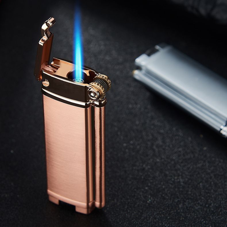 Gas Lighters Windproof Straight Blue Flame Cigar Creative Metal Lighter Mens Gift Kerosene Lighter Smoking Accessories