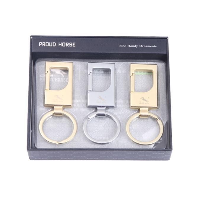 Pack of 3 Proud Horse Key Ring Golden and Gray
