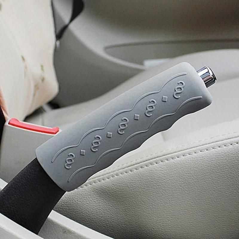 Universal Grey Car Anti Slip Silicone Parking Hand Brake Boot Cover Lever -Gray