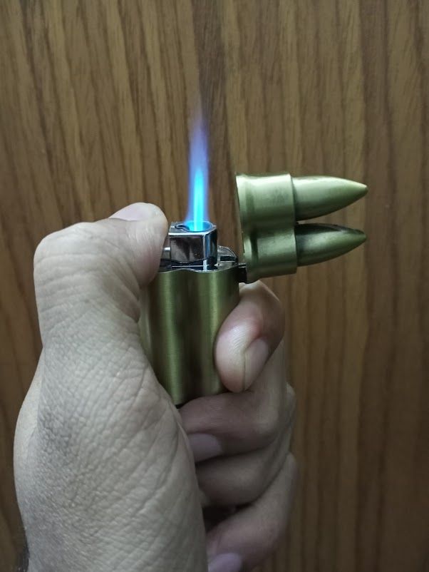 Double Bullet Shaped Metal body Refillable Butane Gas Lighters Zet Flame