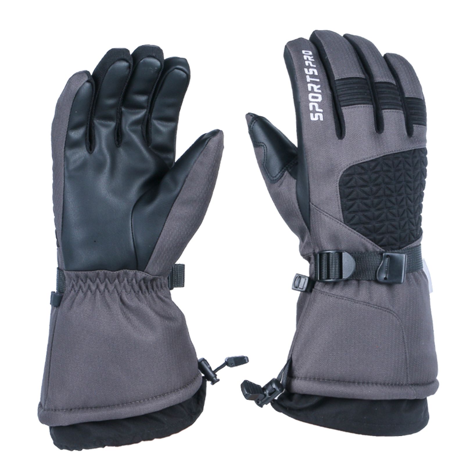 Winter Thicken Windproof 5-finger Black Cycling Mitten Uni Skiing Gloves