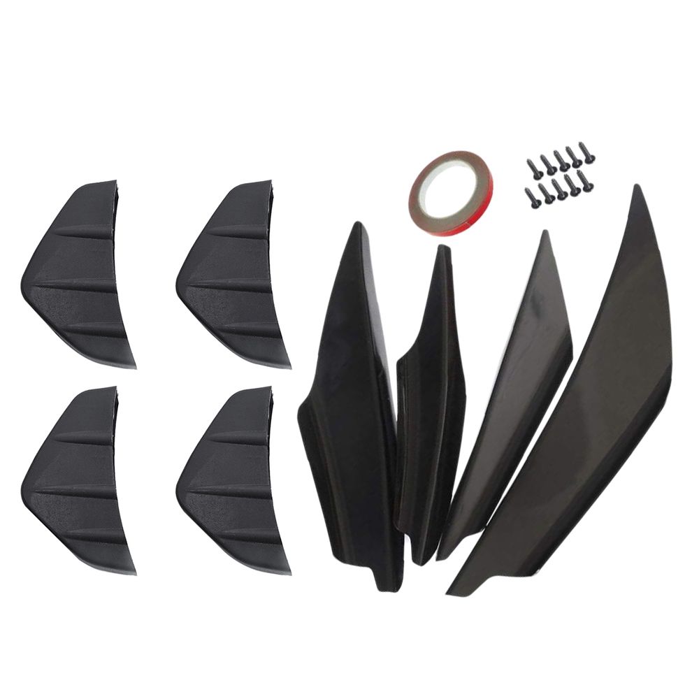 8 Pcs Universal Car Rear Bumper Lip Diffuser Shark Fin Style Car Back Bumper Spoiler Lip Splitter
