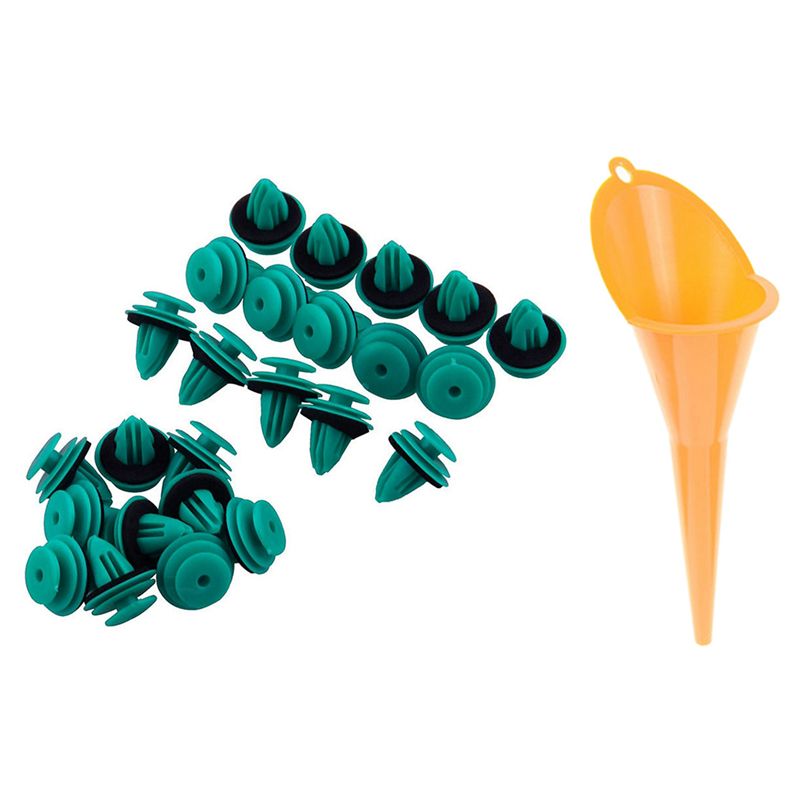 25 Pcs Trim Panel Nylon Retainer Clips for Toyota 90467-10188 & 1SET Car Fueling Funnel Gasoline Engine Oil Additive
