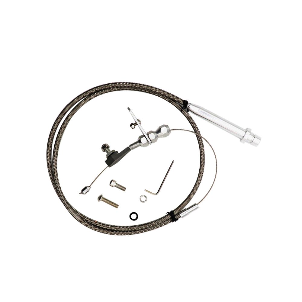 TH-350 Stainless Braided Transmission Kick Down Cable Detent for Chevy Trans TH350