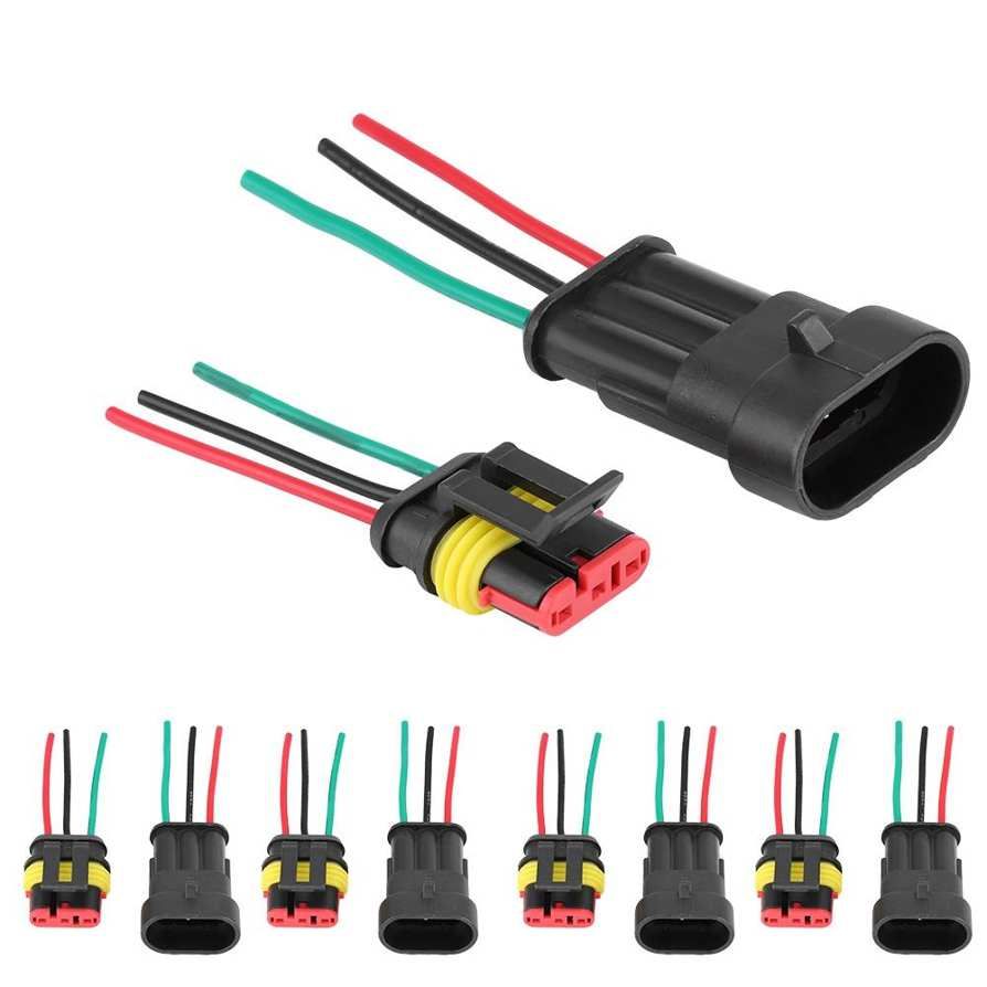 5 Pair Car 3 Pin Way Sealed Waterproof Electrical Connector Plug Socket Wire