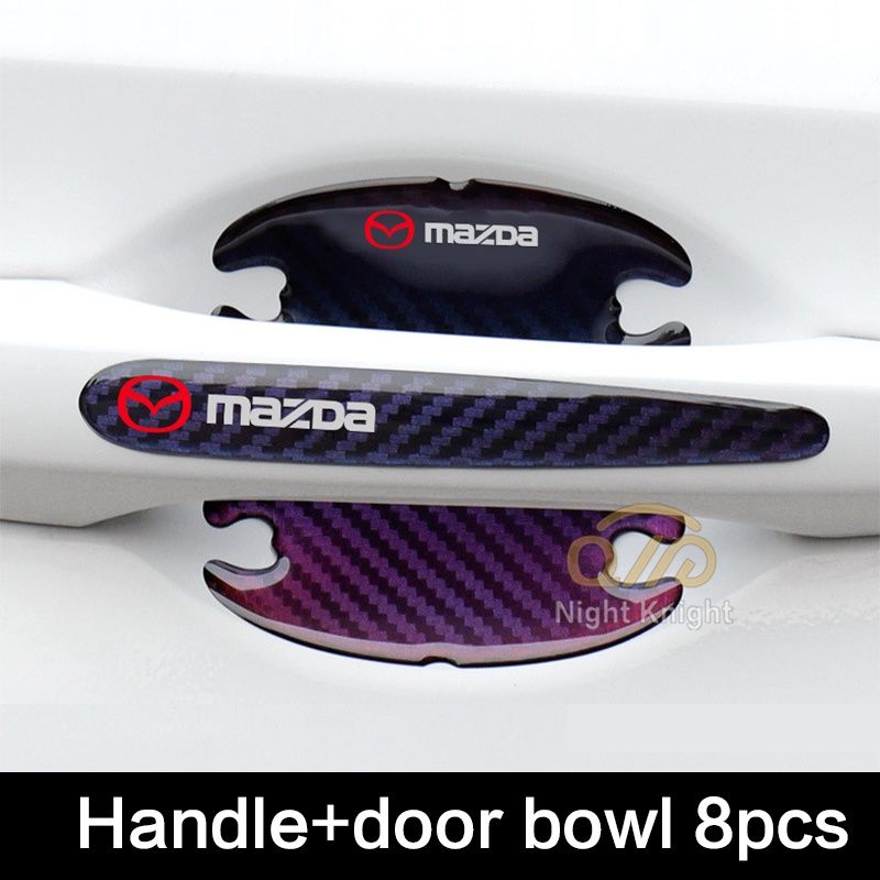 8pcs For Mazda CX-30 CX-8 Mazda3 CX-3 CX-9 Mazda6 CX-5 Mazda2 Car Carbon Fiber Pattern Door Bowl Handle Sticker