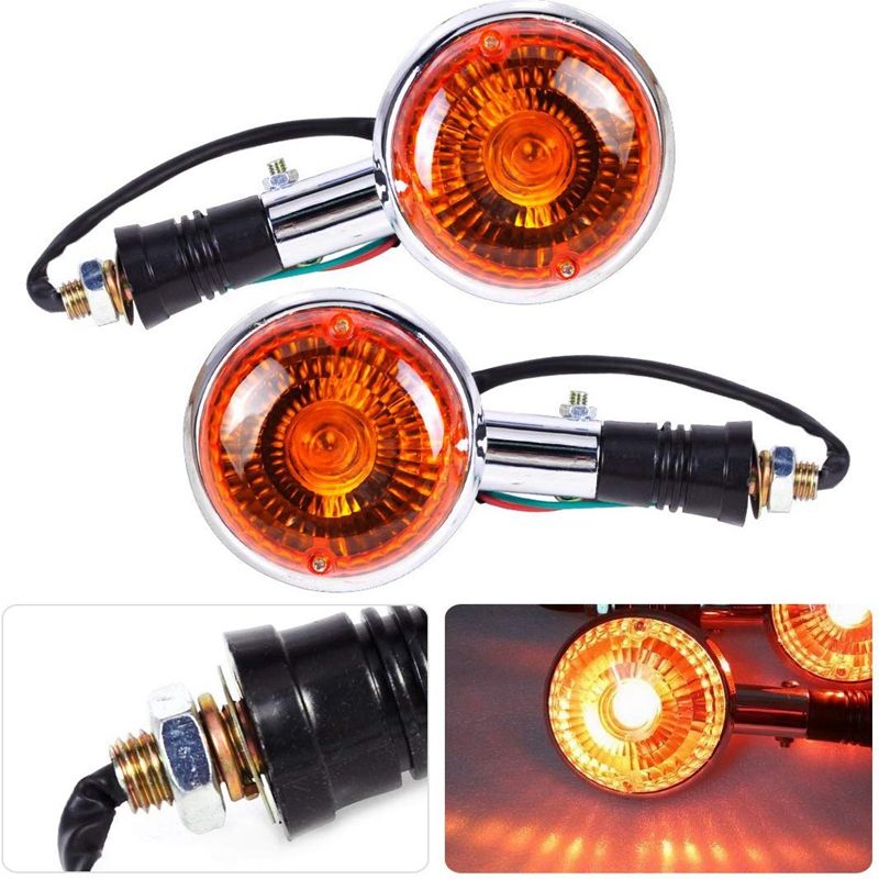 Motorcycle Amber Round Turn Signals Lights Blinker Indicator Lens for Yamaha Road Star Virago V Star 85-99 2 Pack
