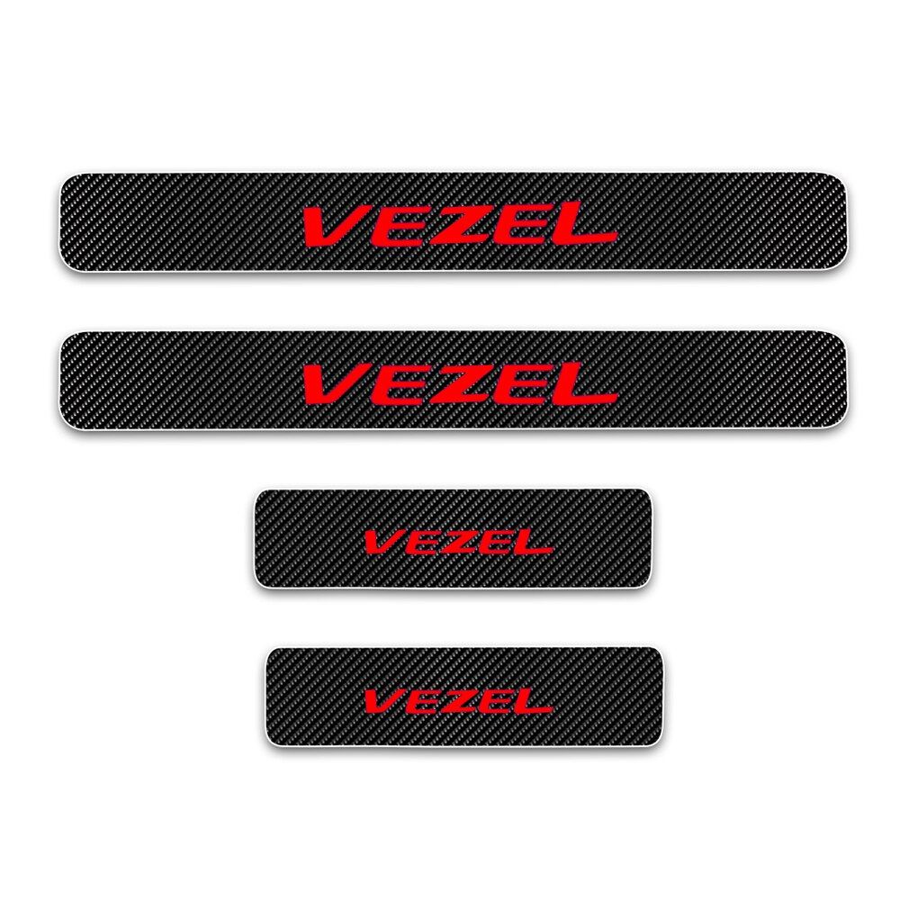 Car Door Sills Door Threshold Plate For Honda Vezel Door Sill Scuff Plate 4D Carbon Fiber Vinyl Stickers Auto Accessories 4Pcs
