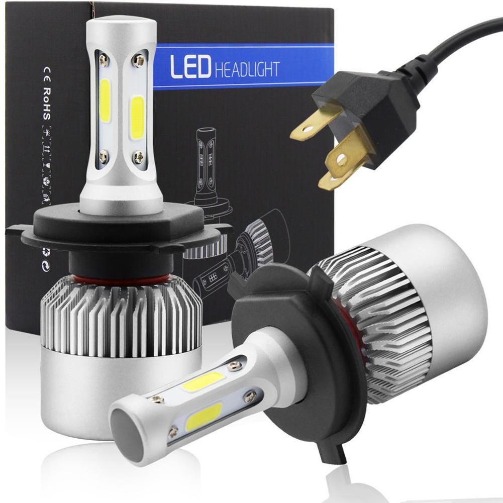 1 Pair H4 S2 LED Headlight Kit 4000LM/Bulb 6500K Low Beam Fog Bulb HID White