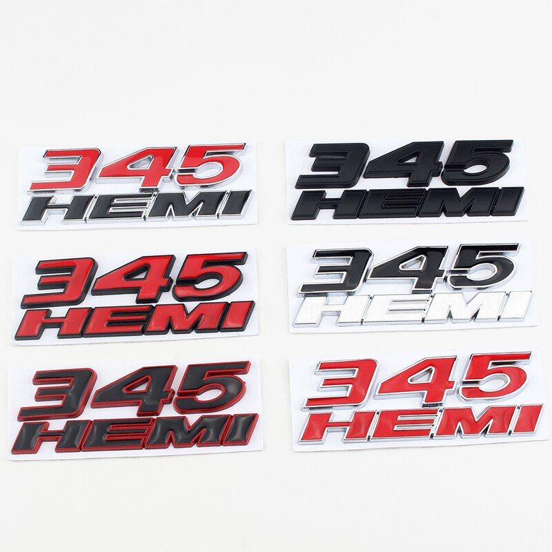 For Hemi 345 Logo Metal Sticker Emblem Badges for Jeep Cherokee Compass Wrangler Dodge Charger Honda Toyota Audi A3 A4 Decals