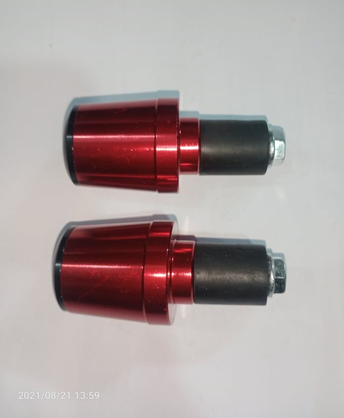 Universal 7/8" Motorcycle Handlebar Grips Bar End Slider Cap Plug Weight CNC - Red