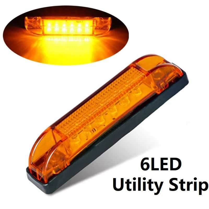 4Inch Amber LED Light 12V Sealed Utility Strip Bar Lights 6LED RV Marine Boat